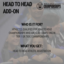 Load image into Gallery viewer, World Championships Tier 1 or Tier 2 Athlete Registration with Option for Head to Head Add-On
